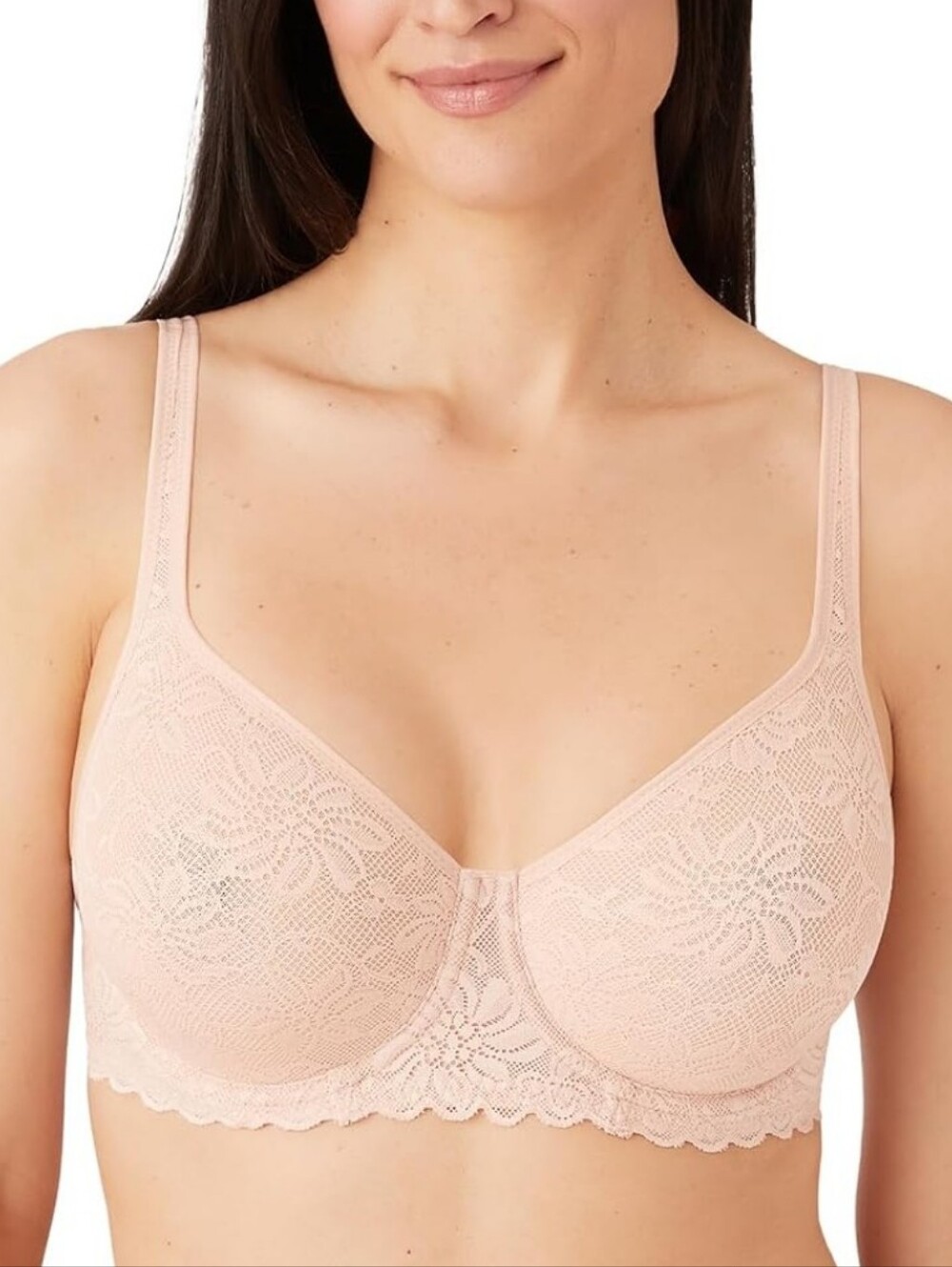(38DD) Wacoal Lace Underwire Bra in Beige Lace Floral Comfy Supportive Feminine